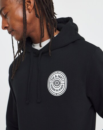 Lyle & Scott Borders Label Graphic Hoodie - Jet Black