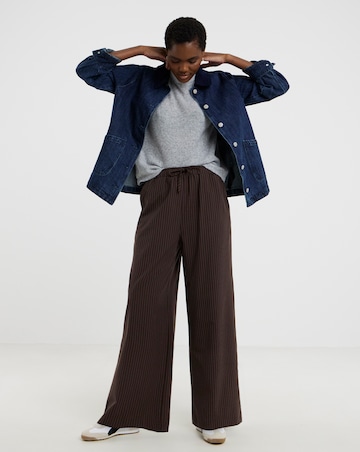 Chocolate Pinstripe Drawstring Wide Leg Trouser