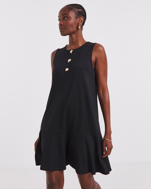 Simply Be Black Ponte Shift Dress With Drop Waist