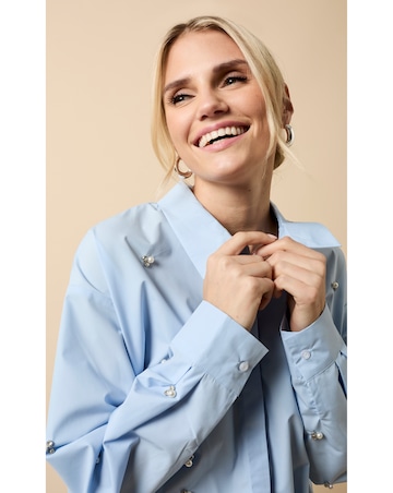 Little Mistress Blue Embellished Shirt