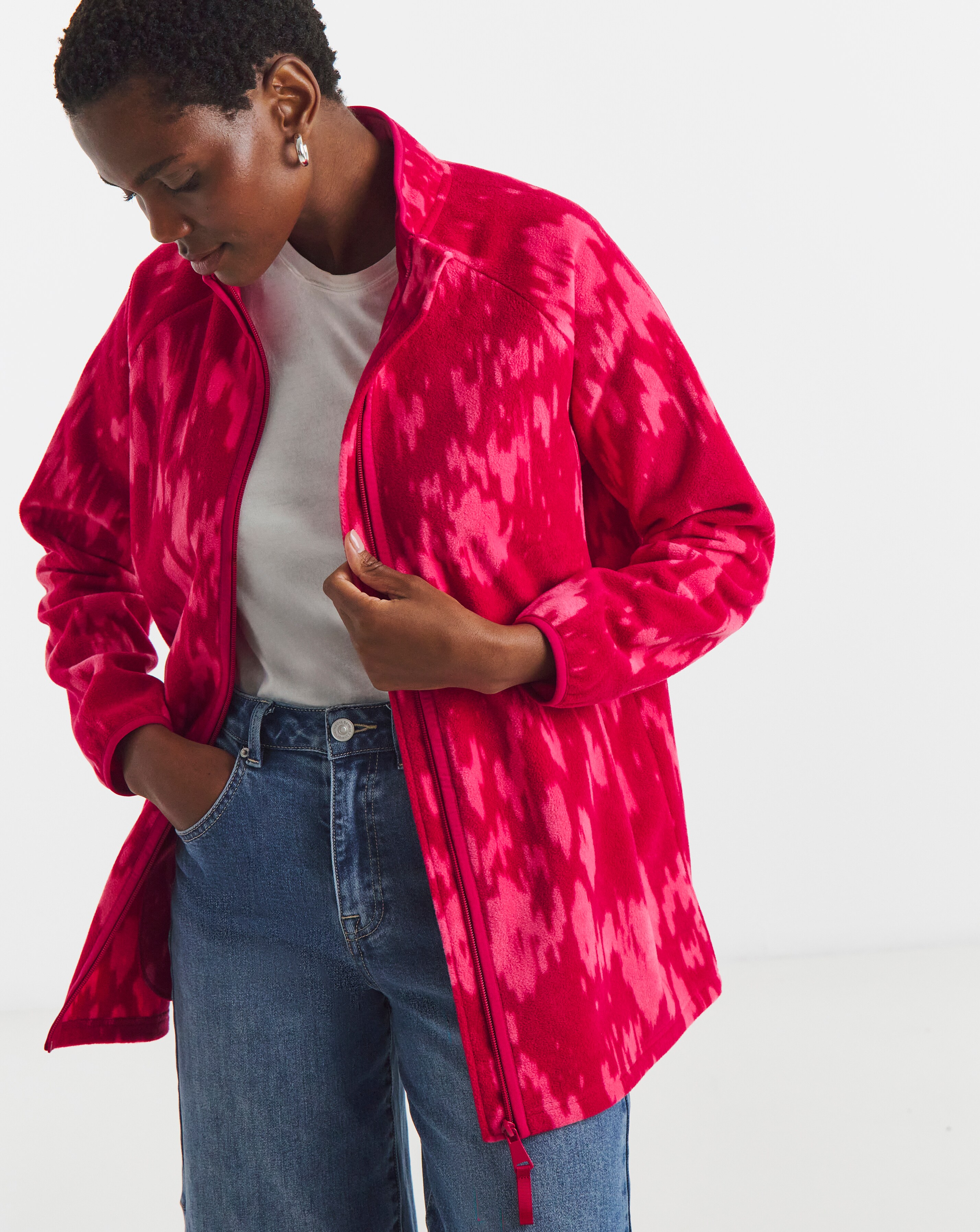 Zip Through Longline Fleece