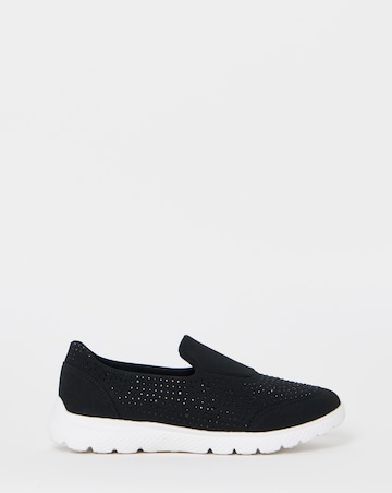Cushion Walk Black Sparkle Arch Slip-On Trainers - Wide Fit (E)