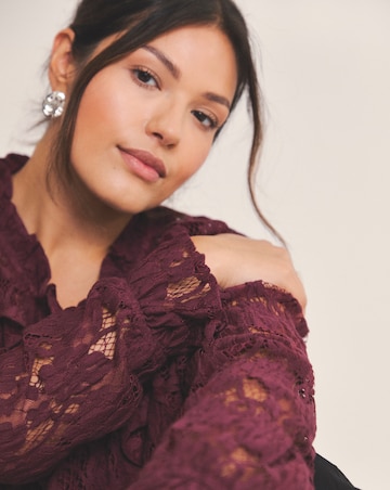 Burgundy Lace Peplum Blouse