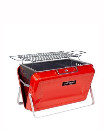 George Foreman Portable Red Briefcase Charcoal BBQ
