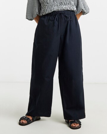 Simply Be Black Tie Waist Cotton Poplin Barrel Leg Trouser