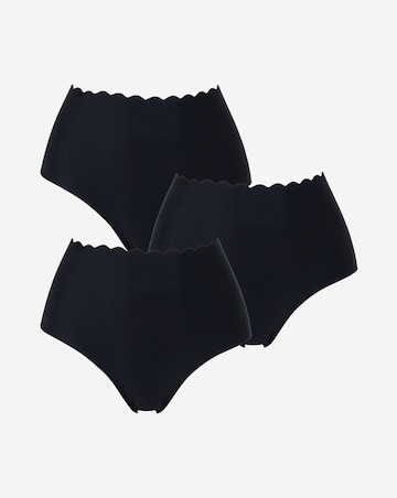 Pretty Secrets (3 Pack) Scallop No VPL Knickers Black/Black/Black