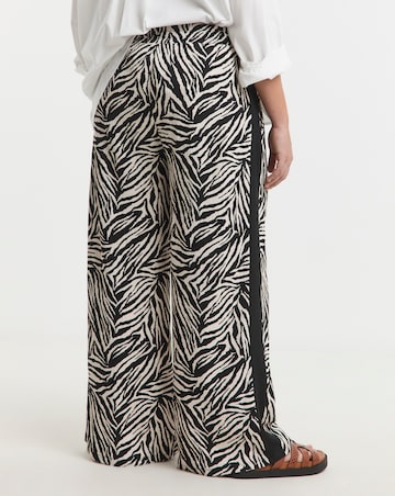 Simply Be Zebra Tie Waist Waffle Side Stripe Wide Leg Trousers