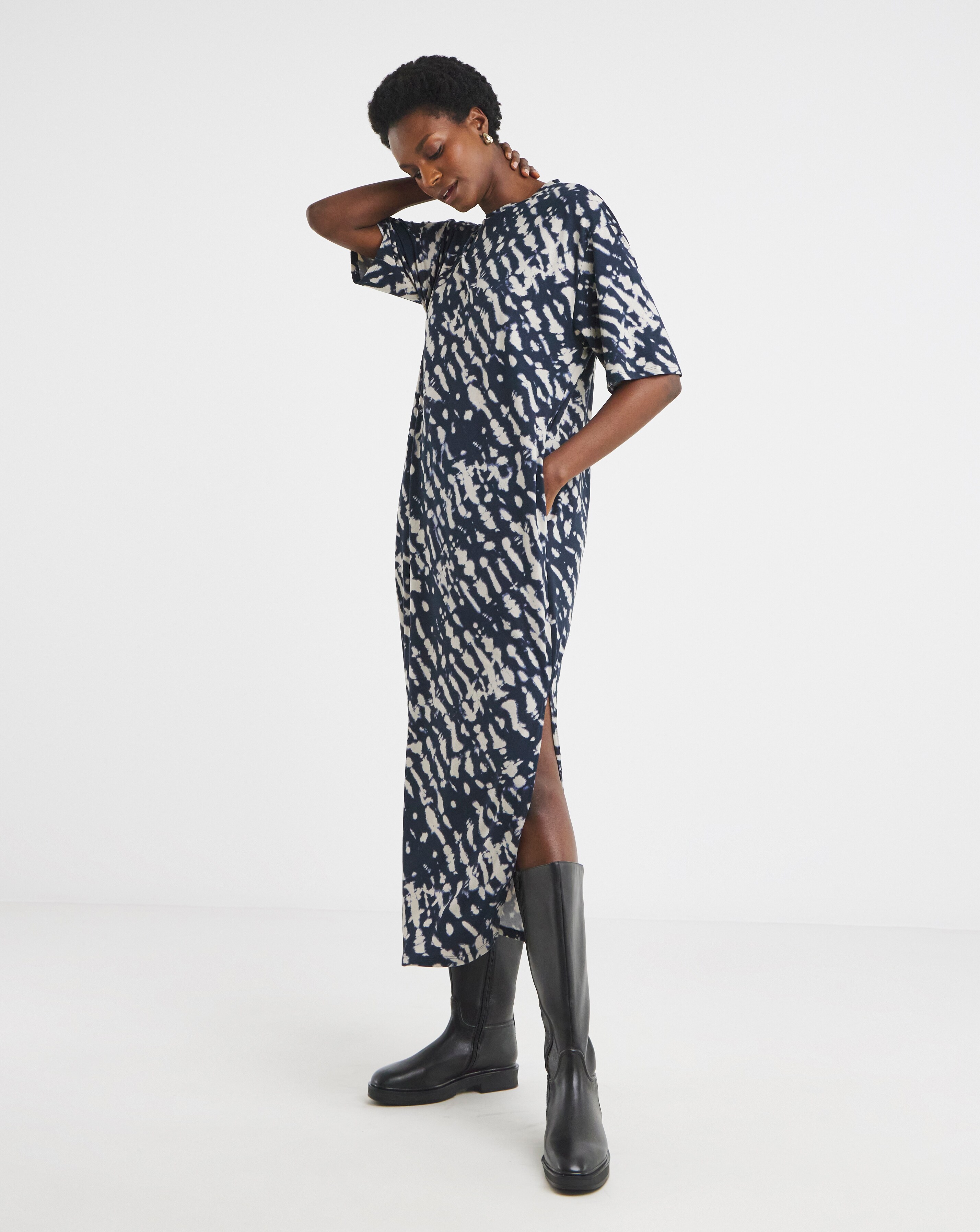 Soft Touch Half Sleeve Midi T-Shirt Dress