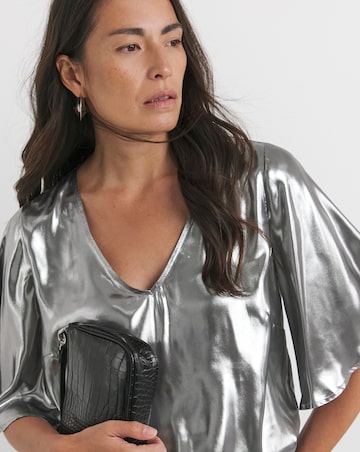 Metallic Angel Sleeve Blouse