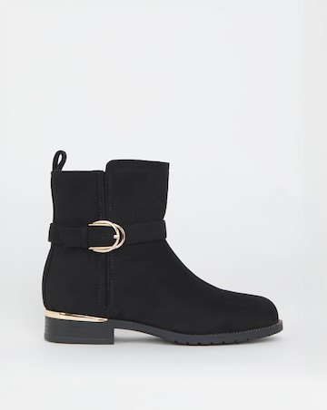 Heavenly Soles Indi Ankle Boots With Buckle Strap - Extra Wide Fit (EEE)