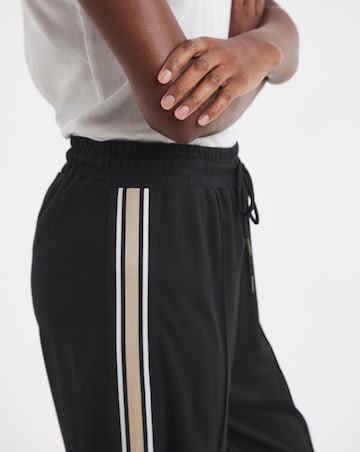 Black Stretch Ponte Side Stripe Wide Leg Trouser