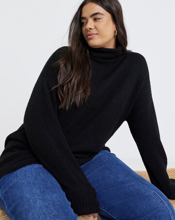 Cosy Yarn Black Roll Neck Tunic