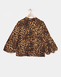 Animal Balloon Sleeve Blouse