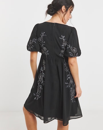 Maya Deluxe Blouson Embellished Mini Dress