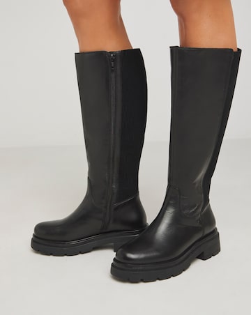 Ashleigh Leather Stretch Boots Extra Wide Fit (EEE) Super Curvy/Curvy Plus Calf