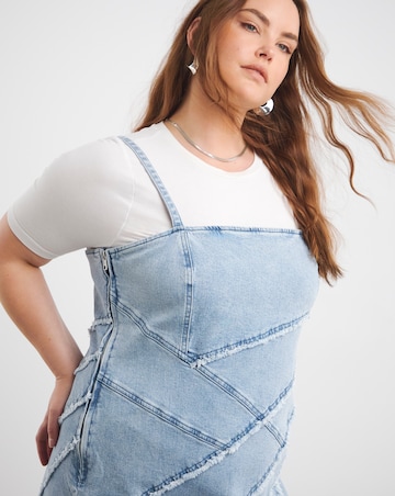 Light Blue Seamed Column Maxi Dress