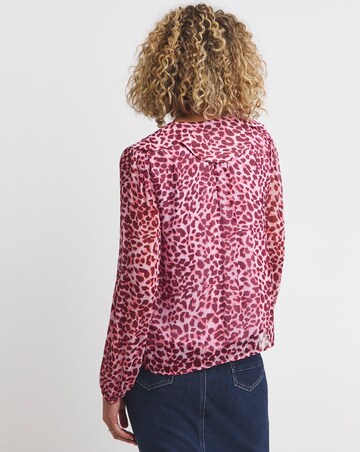 Whistles Abstract Cheetah Kitty Scalloped Shirt