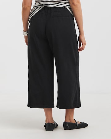 Simply Be Black Crop Wide Leg Jeans with Tencel TM Lyocell