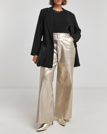 Simply Be X Twisted Wunder Gold Metallic Wide Leg Jeans