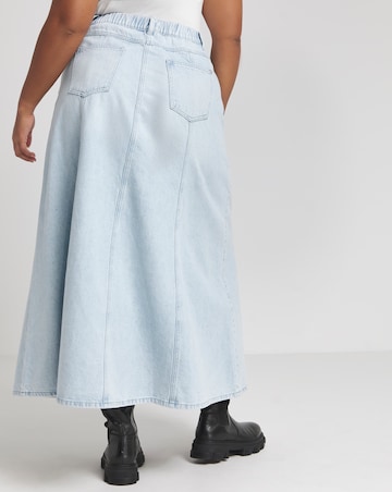 Simply Be Light Wash A Line Maxi Denim Skirt