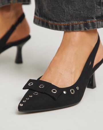 Delia Eyelet Detail Slingback Point Court Shoes - Wide Fit (E)