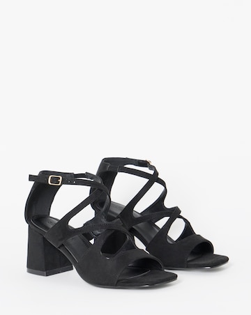 Dani Cross Over Strappy Block Heel Sandals - Wide Fit (E)