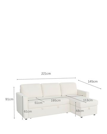 Aspire Nexis Right Corner Chaise Storage Sofa Bed