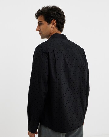 Flock Print Cotton Stretch Shirt