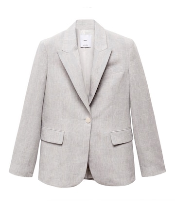 Mango Houndstood Linen Jacket Blazer