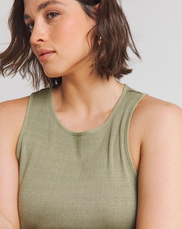 Simply Be Khaki Acid Wash Ribbed Bodysuit