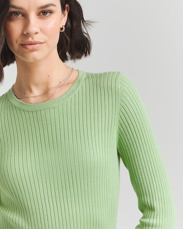 Simply Be Green Long Sleeve Rib Crew Neck Jumper
