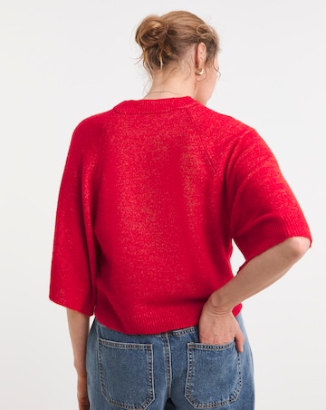 Red Fine Knit Wide Sleeve Jumper