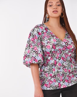 Wrap Front Shirred Top