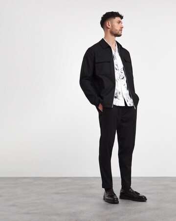 Mono Floral Print Cuban Collar Shirt