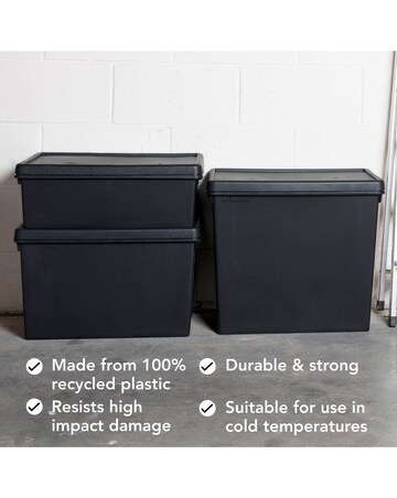 Wham Bam Multisize Heavy Duty Box & Lid Recycled Black 3Pk