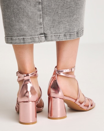 Elle Cross Ankle Strap Heeled Sandals - Extra Wide Fit (EEE)
