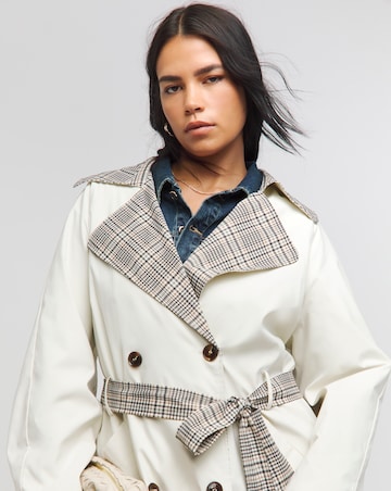 Cream Checked Mix Trench
