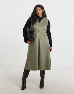 Simply Be Khaki Suedette Midi Dress