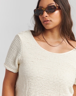 Simply Be Ivory Scoop Back Frill Lace T-Shirt