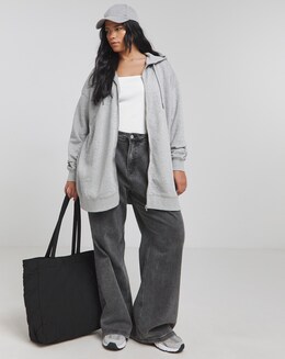 Grey Marl Core Zip Through Longline Hoodie