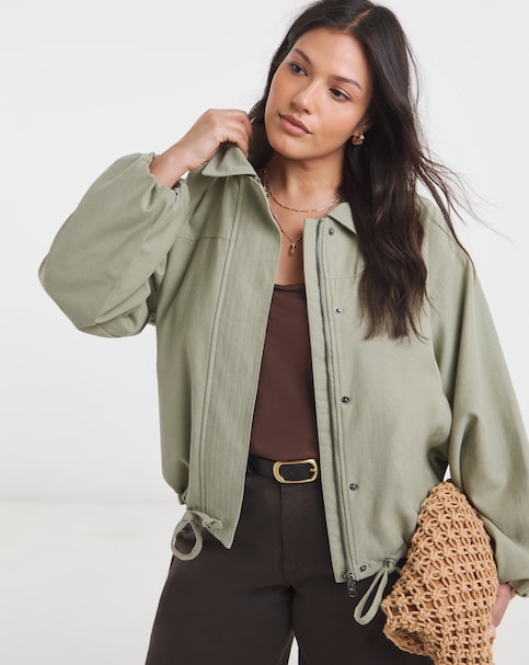 Simply Be Sage Cotton Lyocell Short Parka