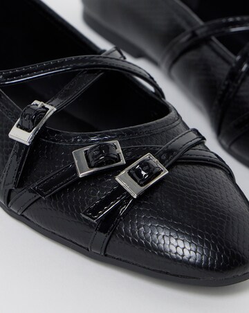 Casey Buckle Detail Lace Ballerina Shoes - Extra Wide Fit (EEE)