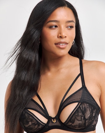 Figleaves Delia Plunge Bra With Mesh Overlay B-G - Black