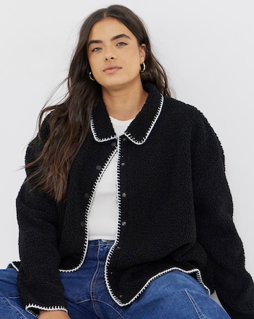 Black & White Whipstitch Borg Button Through