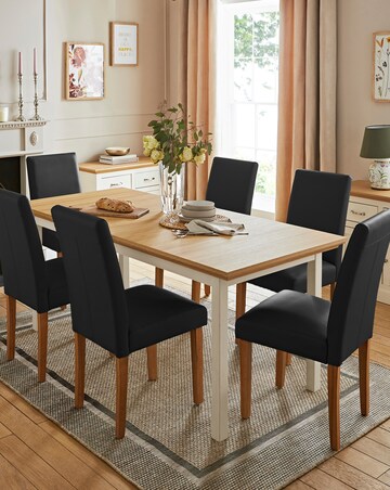 Julipa Ashford Extending 6 to 8 Seater Table with 6 Ava Leather Chairs
