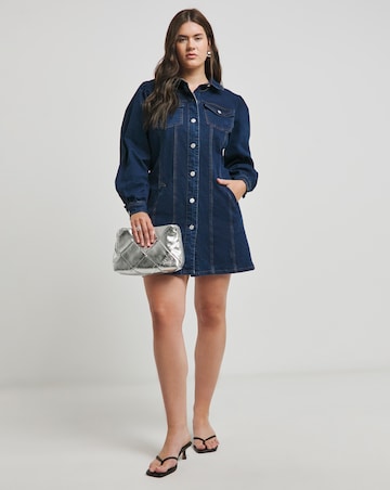 Indigo Long Sleeve Boxy Denim Mini Dress