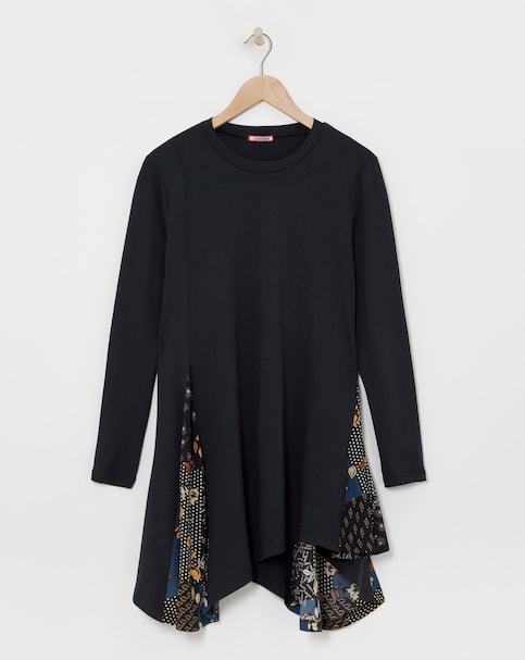 Joe Browns Black Patchwork Longline Waterfall Jersey Tunic