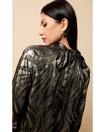 Little Mistress Black and Gold Foil Print Mini Dress