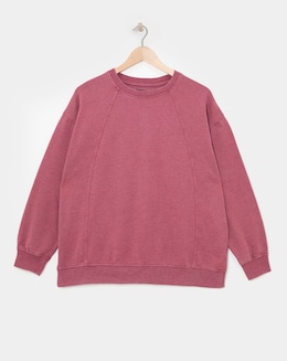 Burgundy Acid Wash Seam Detail Sweatshirt