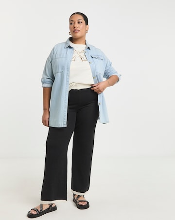Simply Be Black & White Contrast Wide Leg Trouser Co-Ord